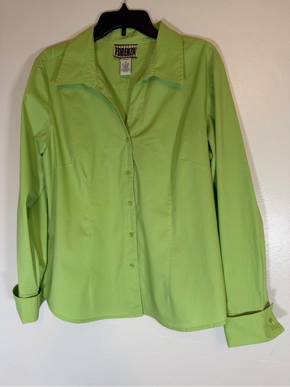 Forenza Women’s Size 18 Lime Green Stretch Cotton Button Front Blouse Shirt